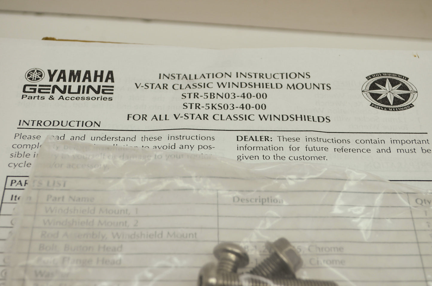 OEM Yamaha STR-5KS03-40-00 Windshield Mounts NOS