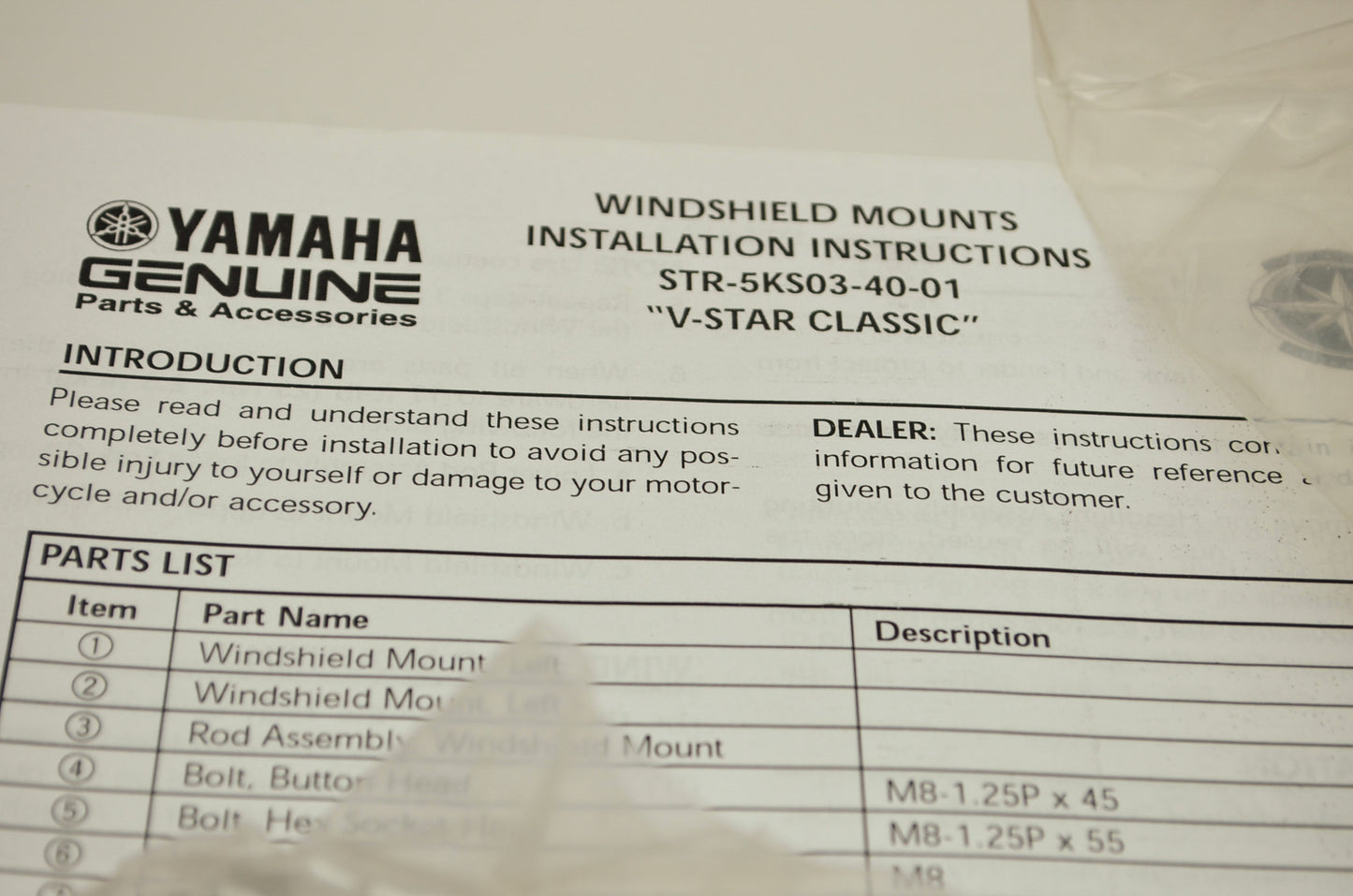 OEM Yamaha STR-5KS03-40-01 Windshield Mounts NOS