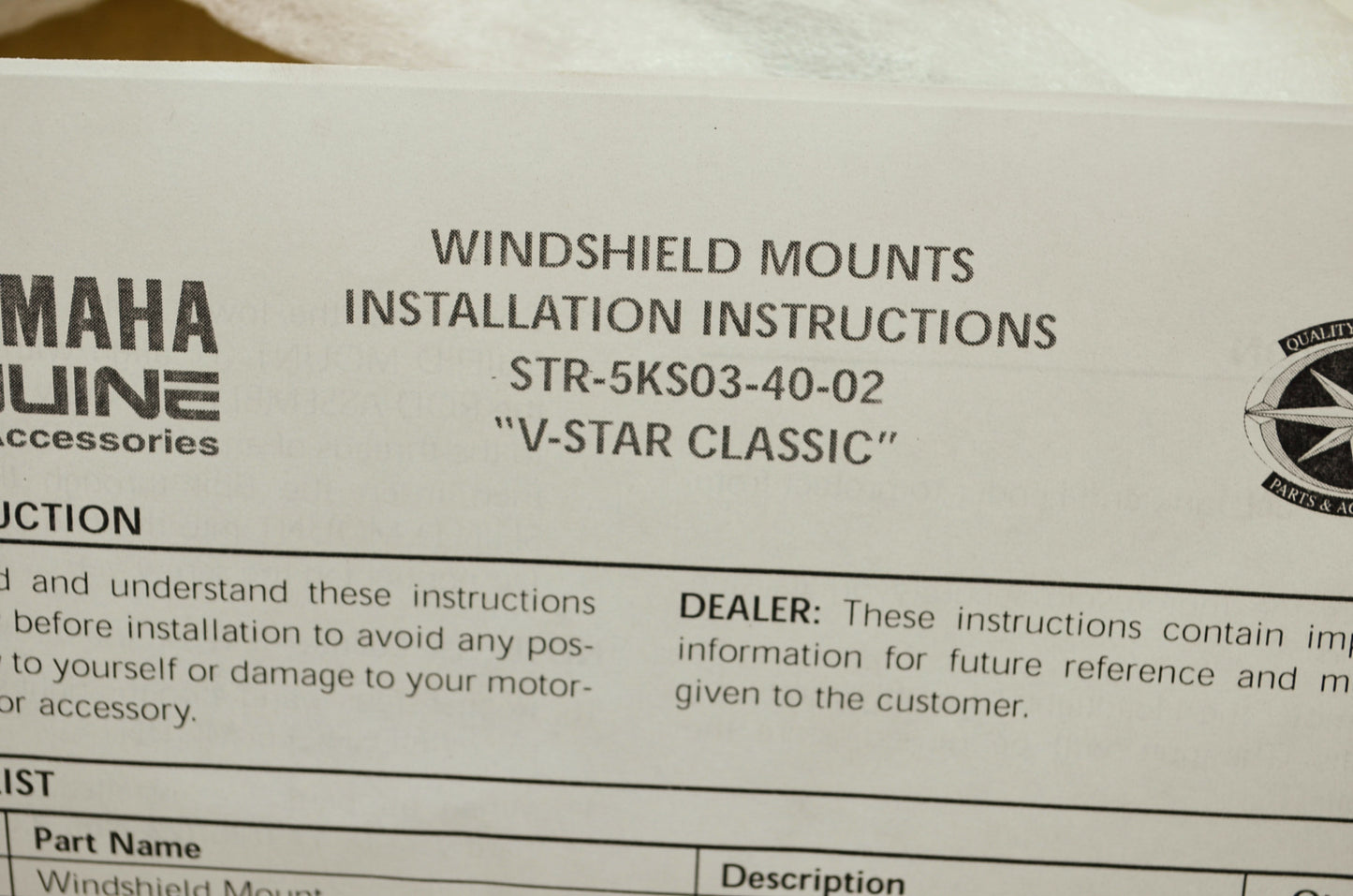OEM Yamaha STR-5KS03-40-02 Windshield Mounts NOS