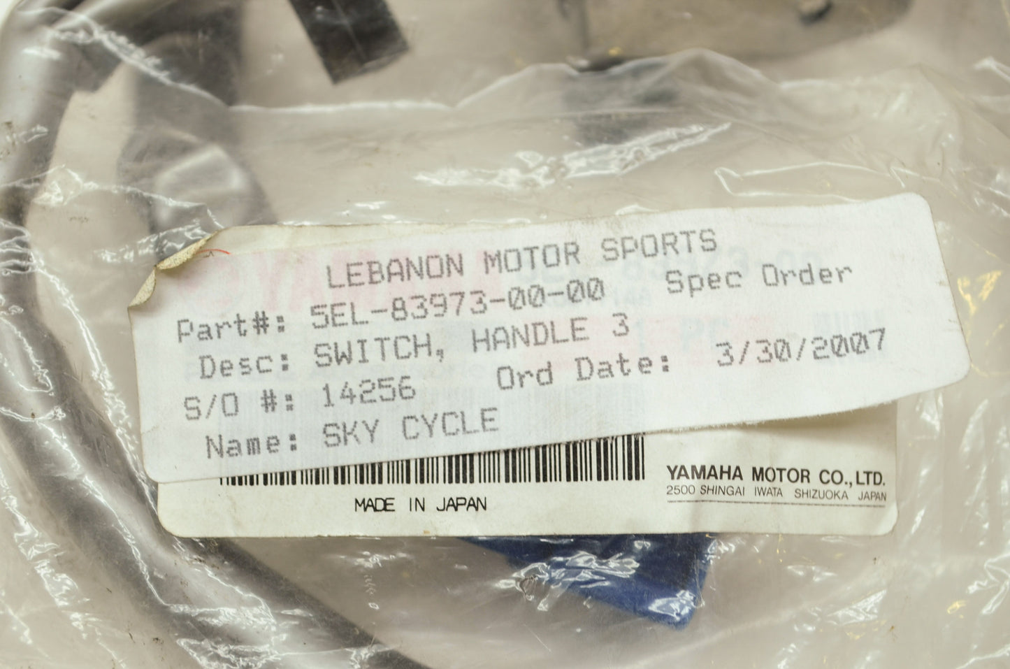 OEM Yamaha 5EL-83973-00-00 Handle Switch 3 NOS