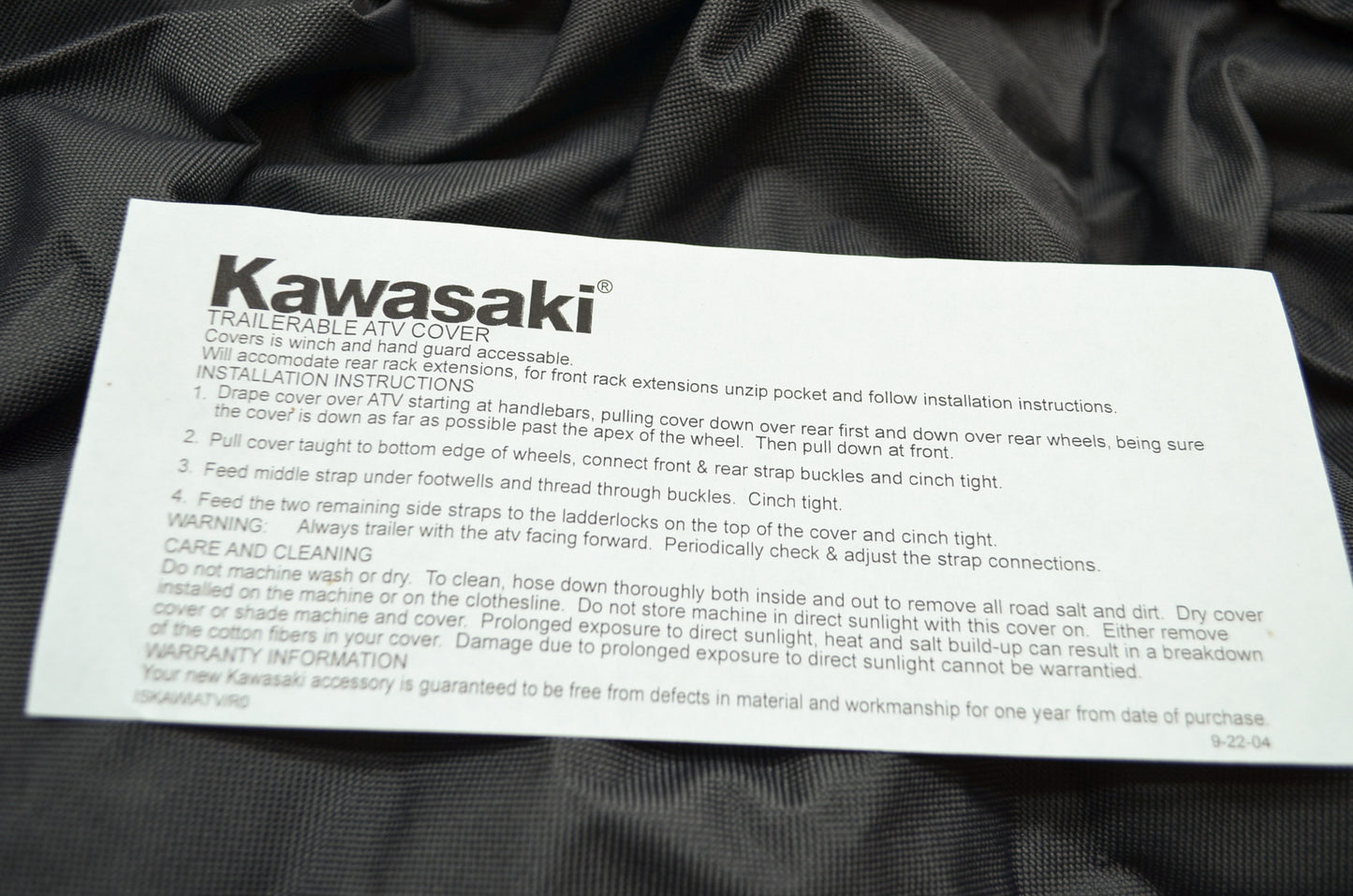 OEM Kawasaki K99995-912B Large ATV Cover NOS