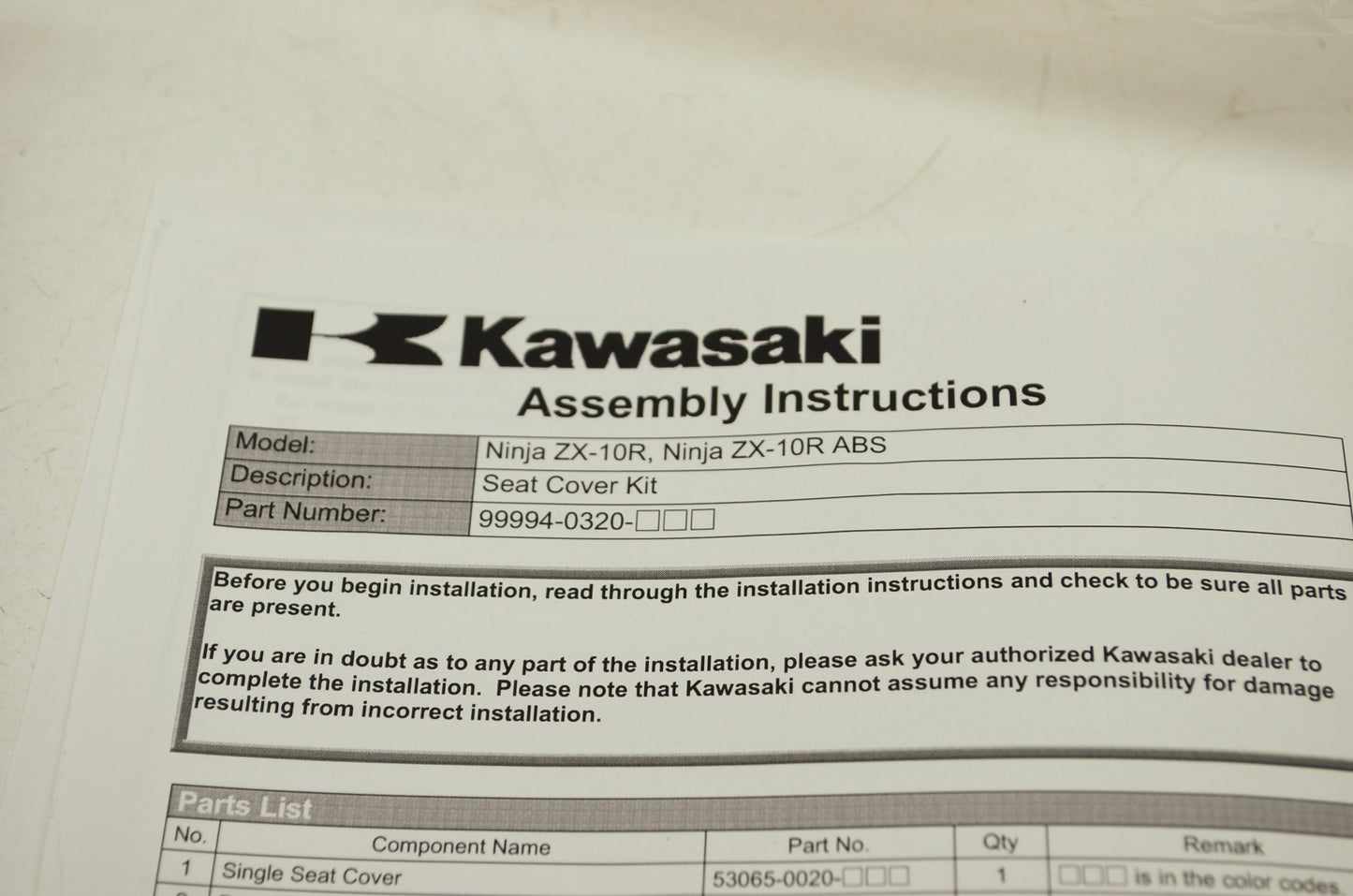 NEW OEM Kawasaki Seat Cowling Lime Green 2011-2014 Ninja ZX-10 ZX10 99994-0320-7