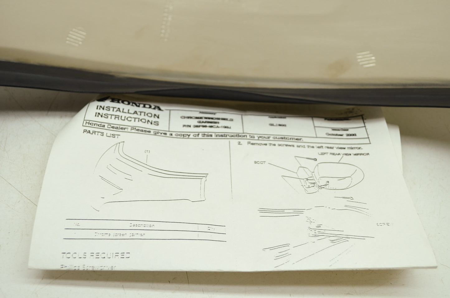 NEW OEM Honda Chrome Windshield Garnish 2007-2012 Goldwing 1800 GL1800 08F86-MCA