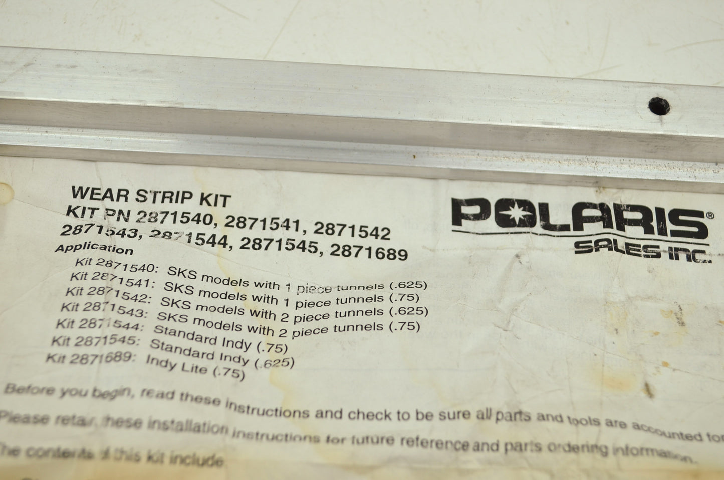 NEW OEM Polaris Wear Strip Kit 121' Indy 2871544 NOS