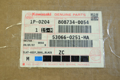 OEM Kawasaki 53066-0251-MA Dual Black Seat Assembly NOS