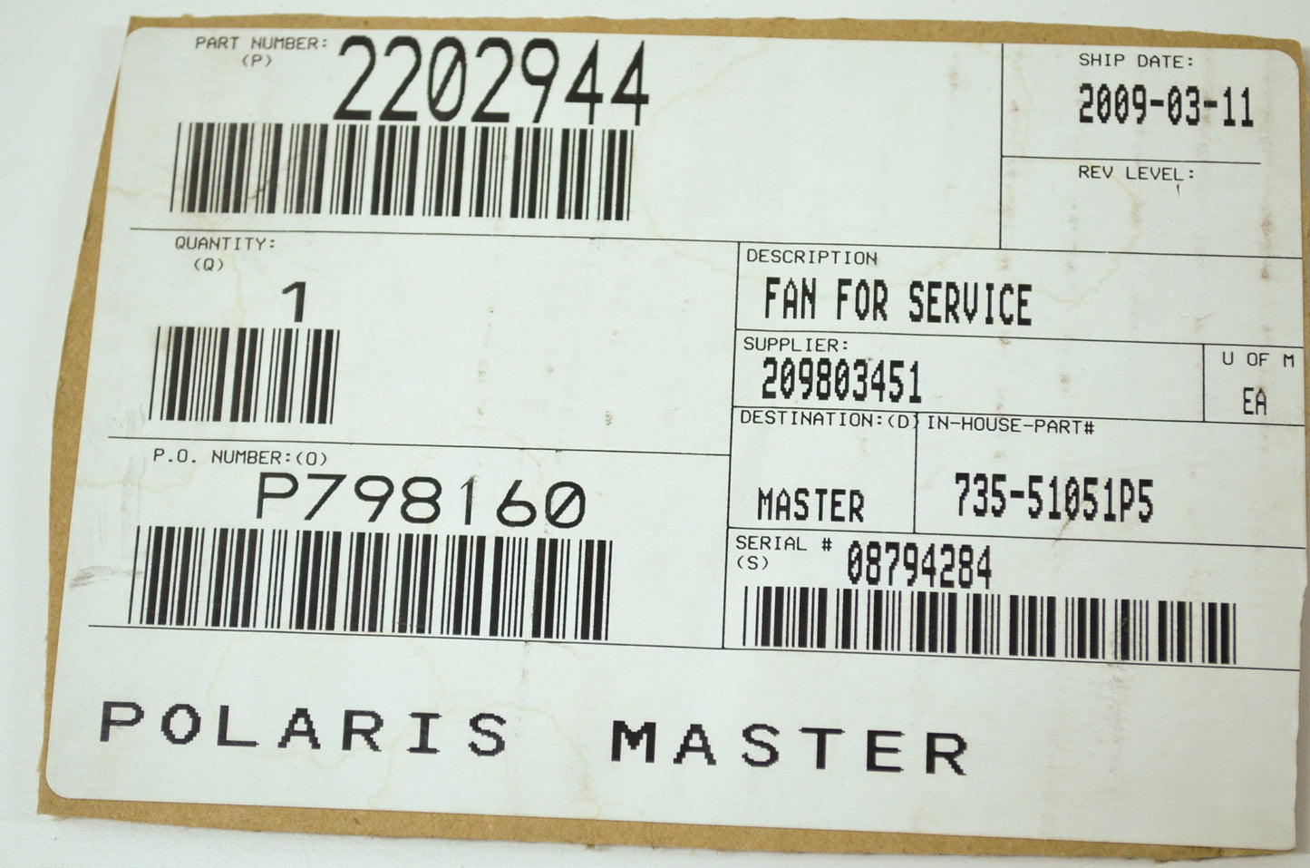 NEW OEM Polaris Radiator Fan Classic Switchback Touring IQ Cruiser Dragon 220294