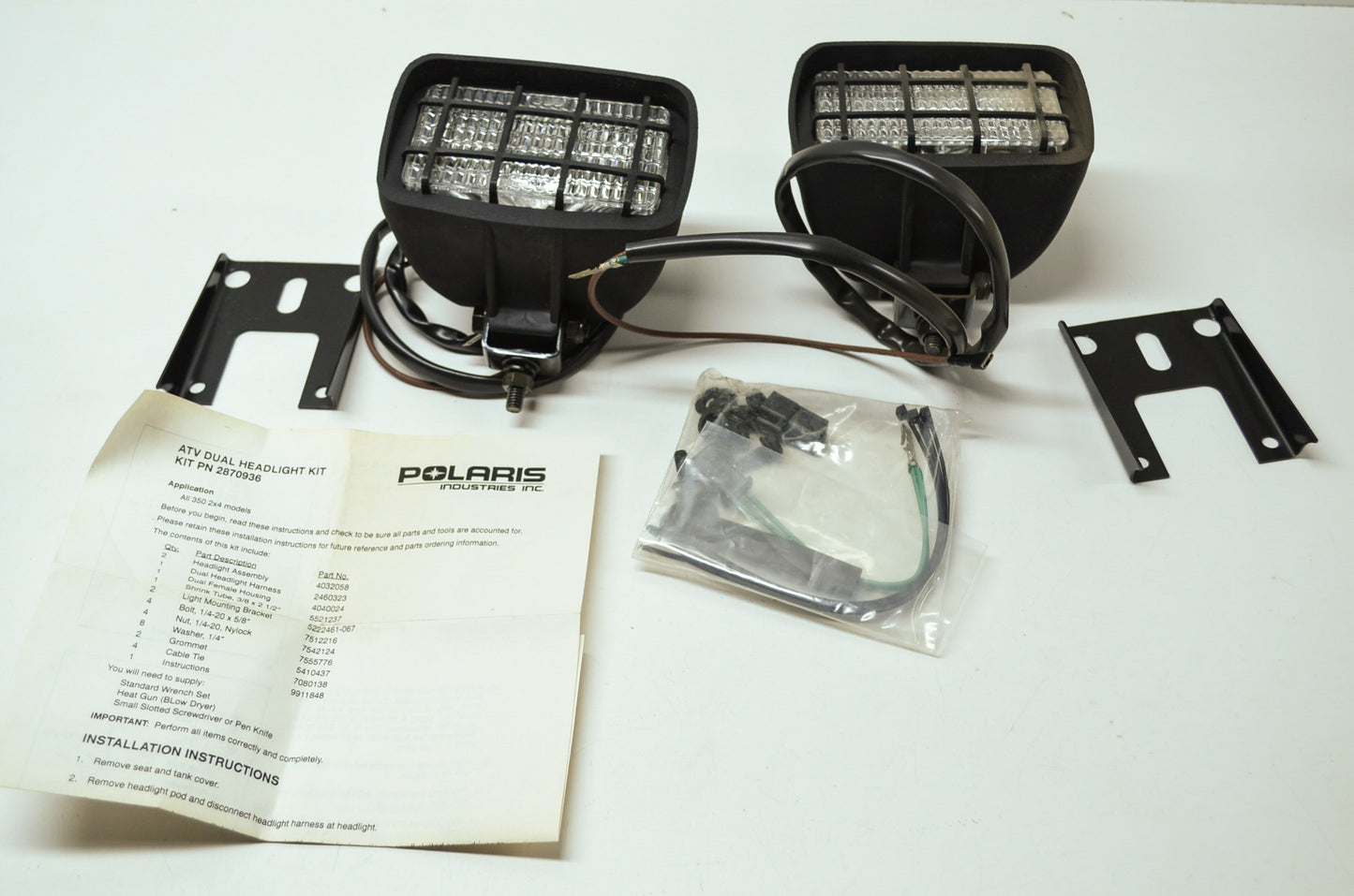 New OEM Polaris Dual Headlight Kit 1991-1992 Trail Boss 350L 4x4 NOS