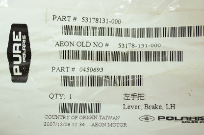 OEM Polaris 450693 Black Left Brake Lever NOS