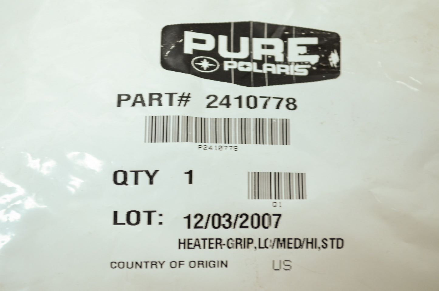 New OEM Polaris Hand Warmer NOS