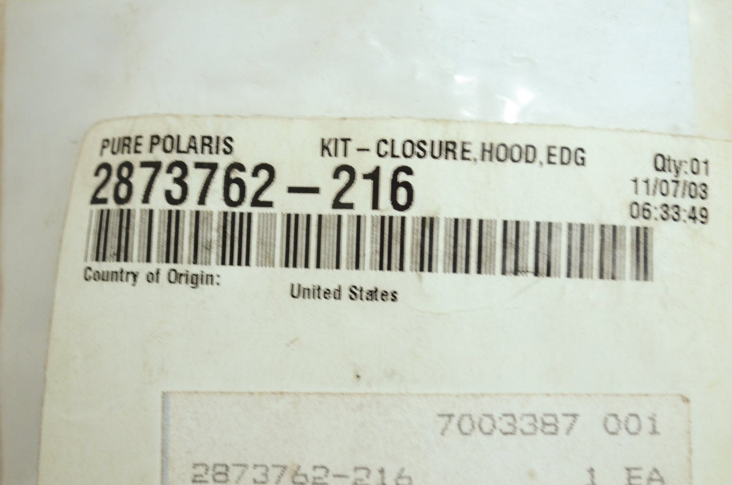 NEW OEM Polaris Hood Closure Kit Yellow Edge 2873762-216 NOS