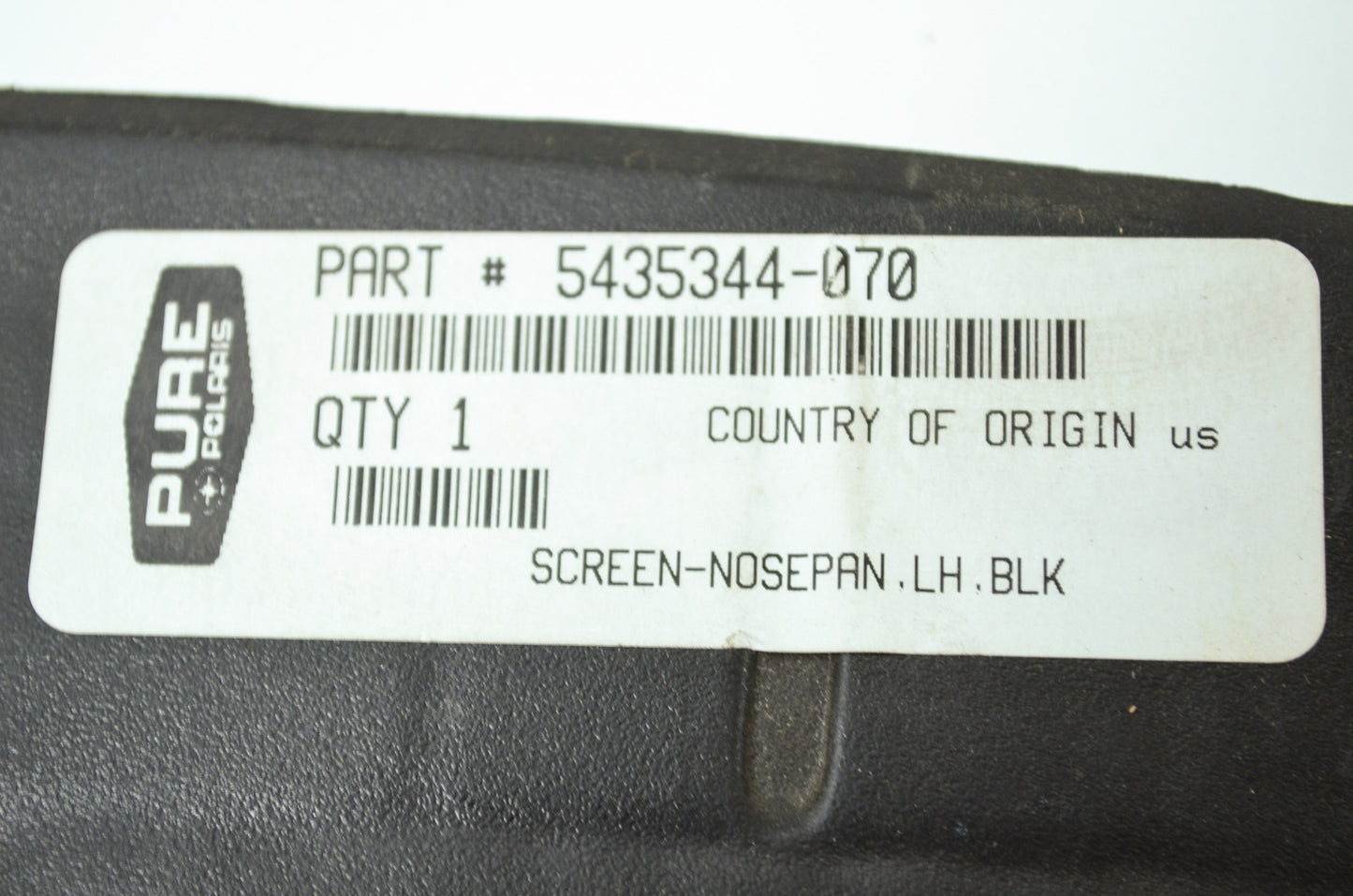 OEM Polaris 5435344-070 Black Left Hand Nose Pan Screen NOS
