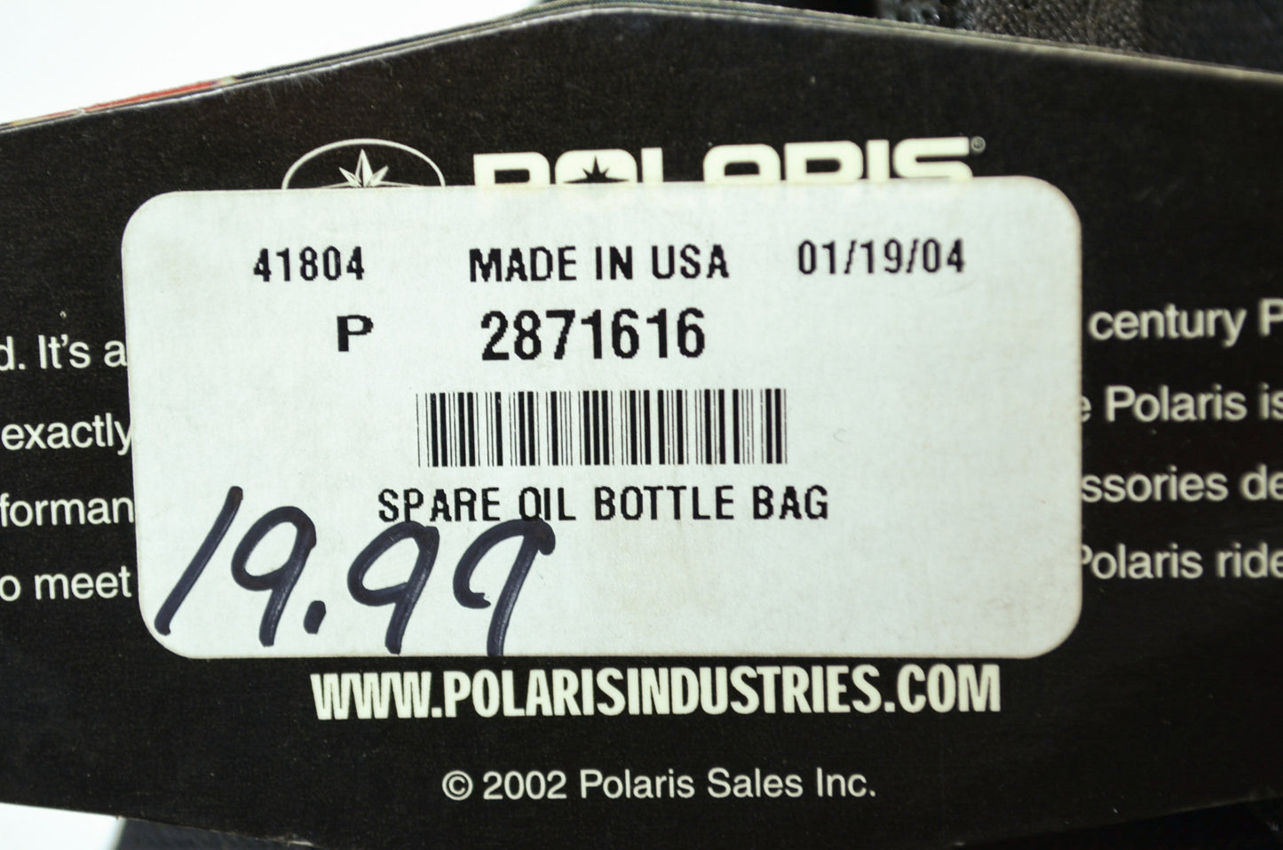 NEW OEM Polaris Oil Bottle Bag 2871616 NOS