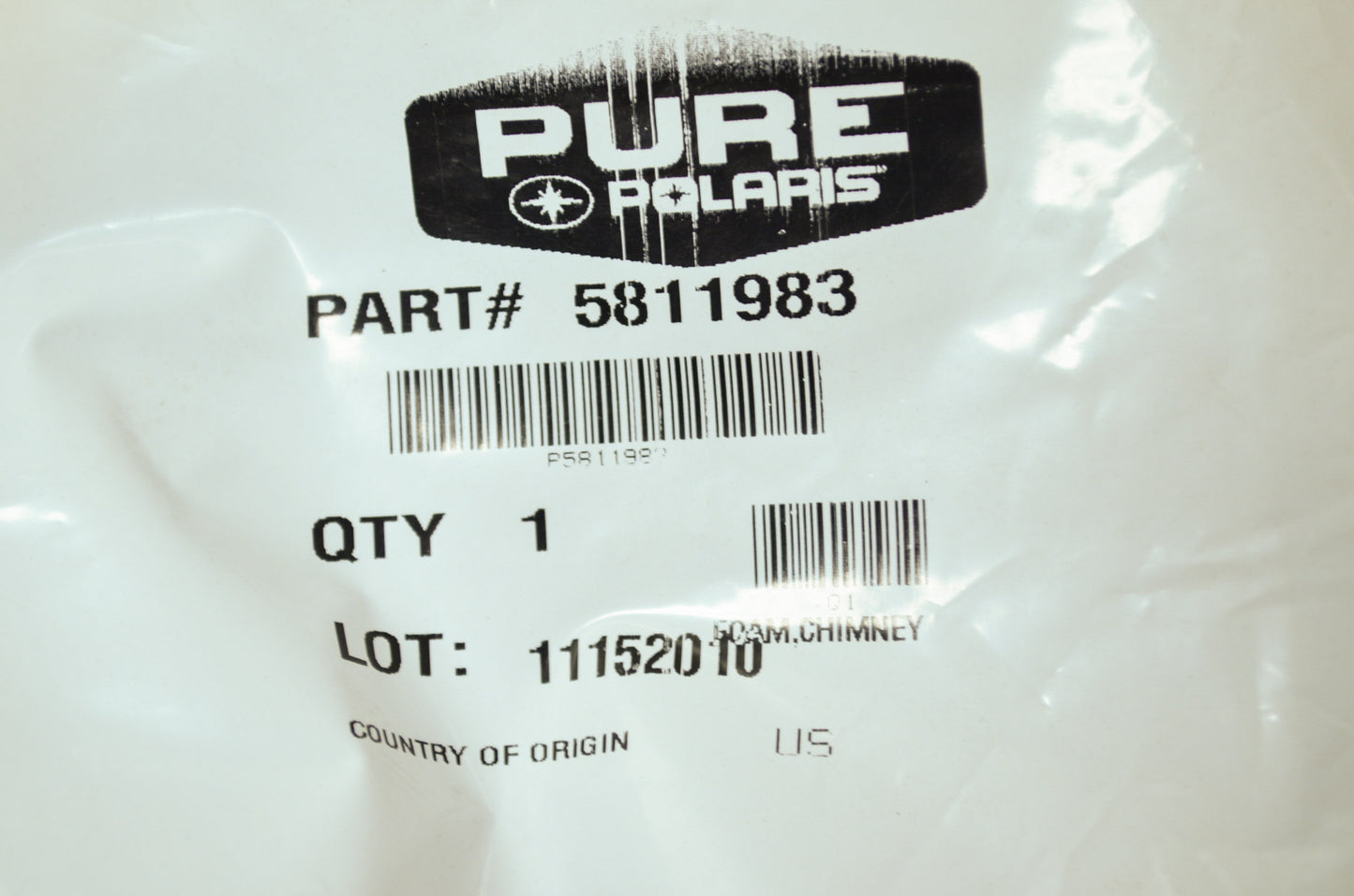 OEM Polaris 5811983 Chimney Foam NOS