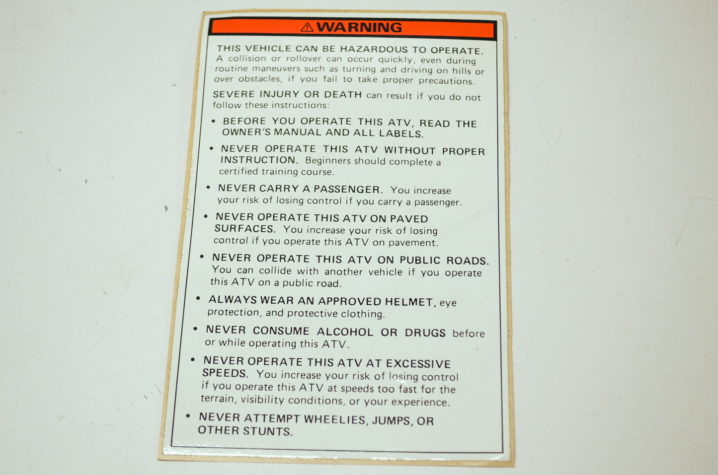 NEW OEM Polaris Safety Decal Sportsman Trail Boss 500 Scrambler Xplorer 7072693