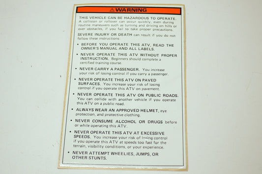 NEW OEM Polaris Safety Decal Sportsman Trail Boss 500 Scrambler Xplorer 7072693
