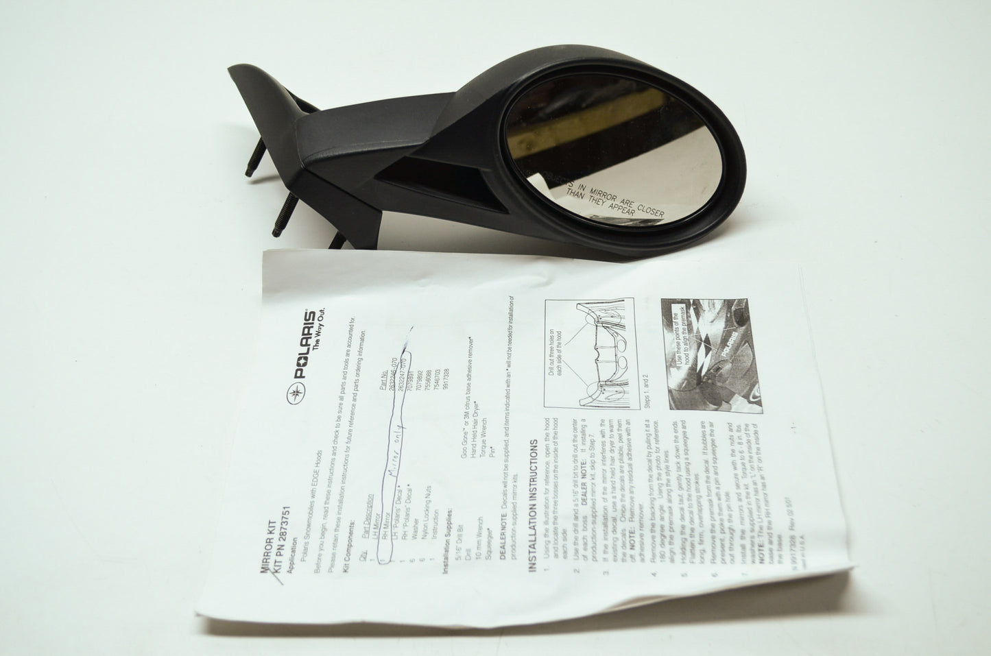 OEM Polaris 2632247-070 Black Right Mirror Assembly NOS