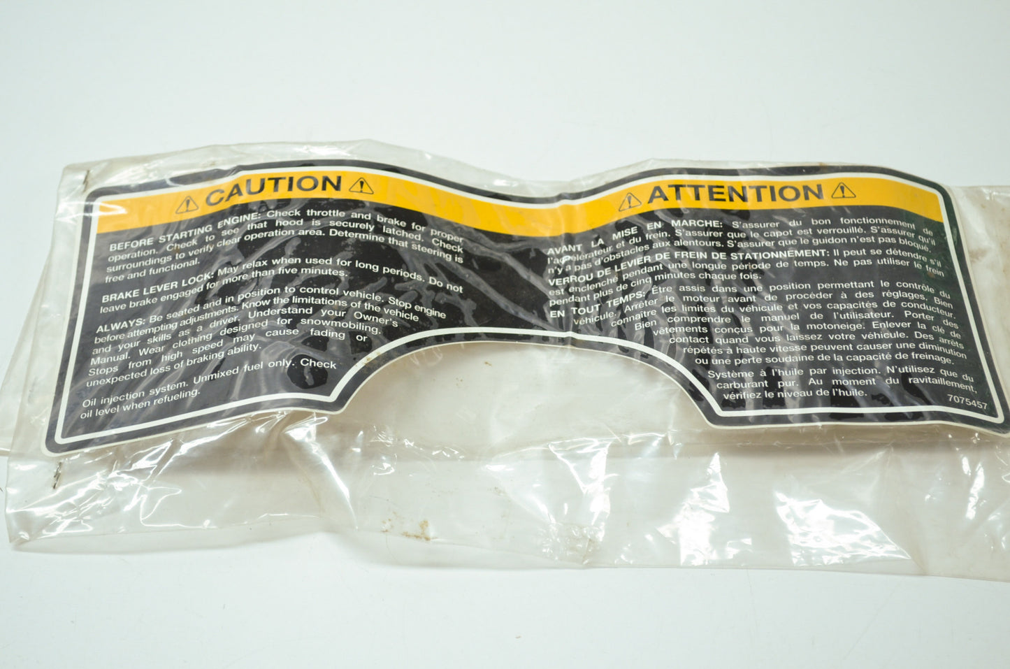 NEW OEM Polaris Warning Label XLT SKS Ultra RMK SP Sport Touring 7075457 NOS