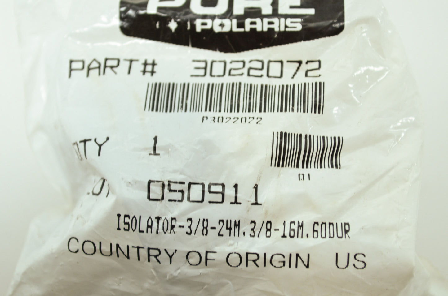 OEM Polaris 3022072 Isolator 3/8-24M,3/8-16M NOS