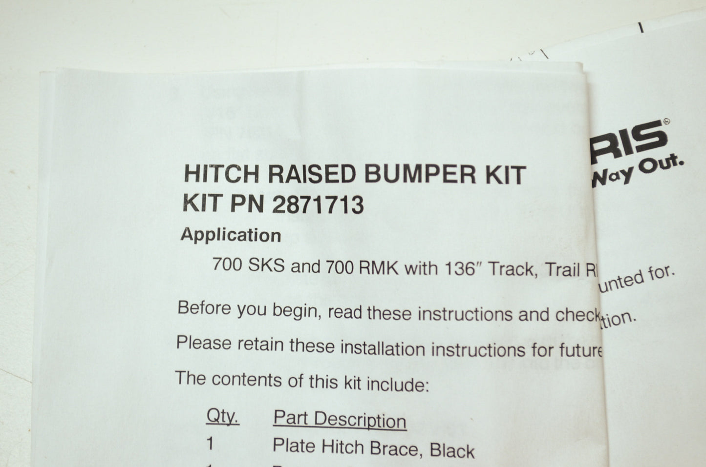 NEW OEM Polaris Raised Hitch 2871713 NOS