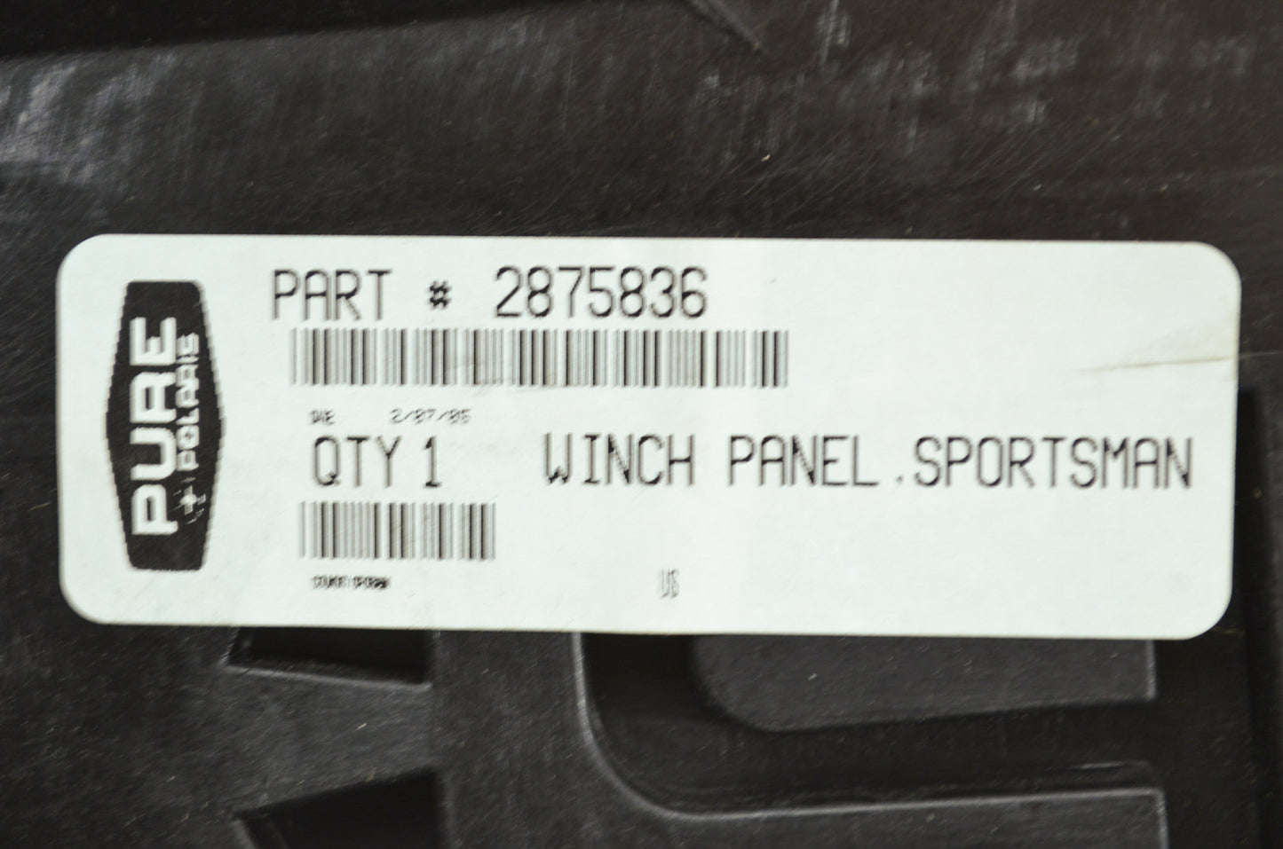OEM Polaris 2875836 Black Winch Bumper Panel NOS