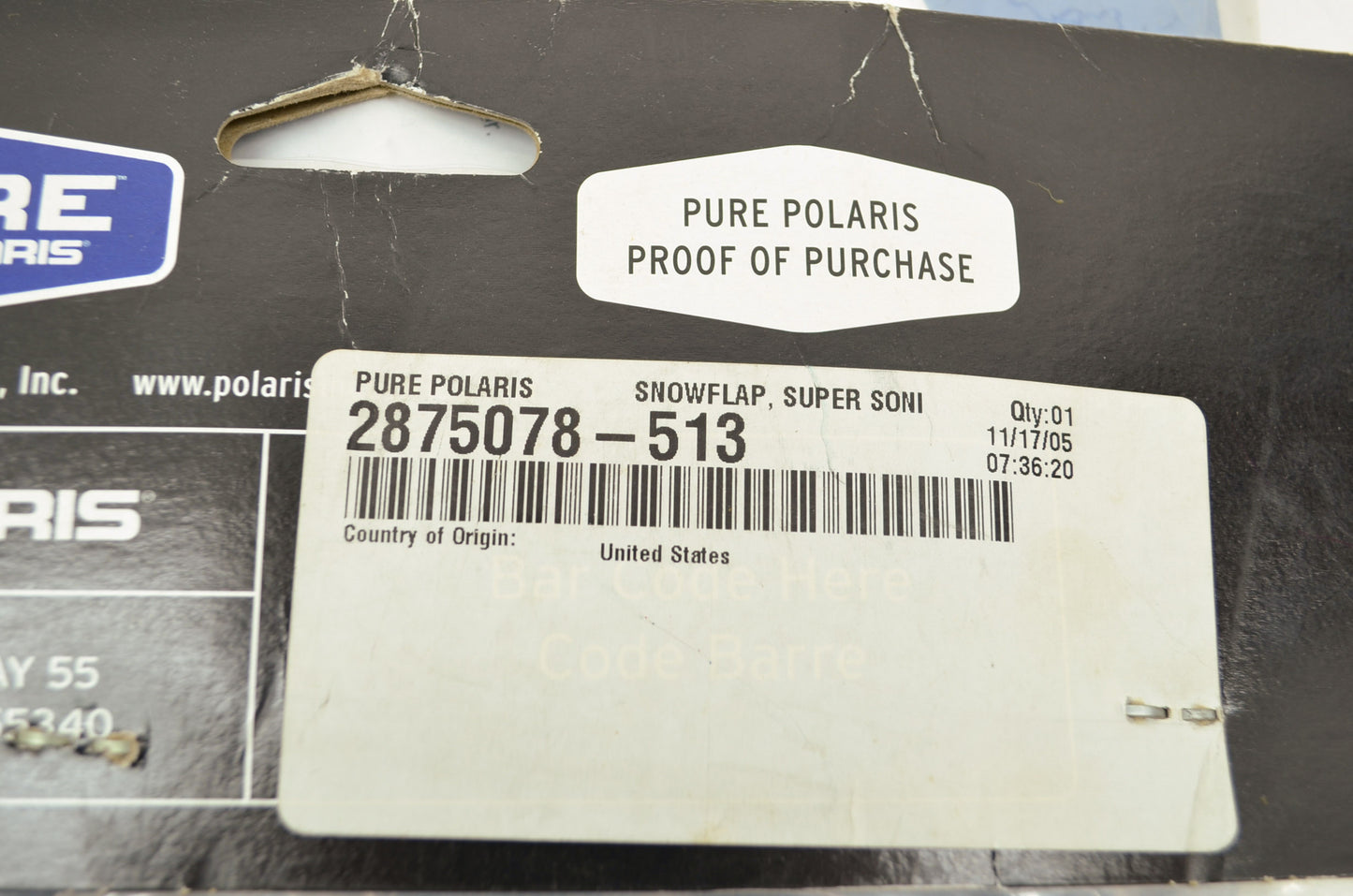 NEW OEM Polaris Super Sonic Blue IQ Snow Flap 2875078-513 NOS