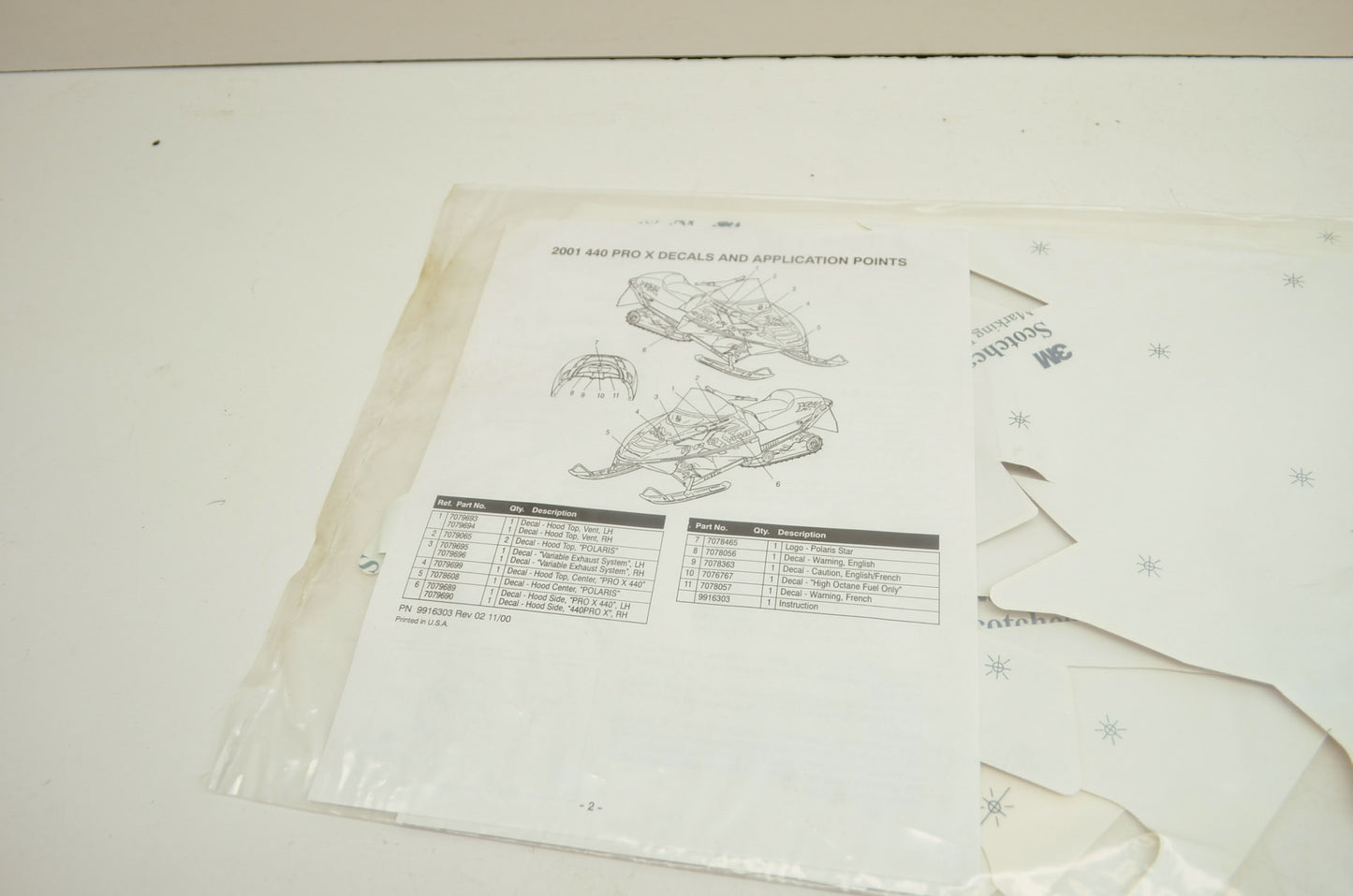 NEW OEM Polaris 2001 440 PRO X Decal Kit 2201763 NOS
