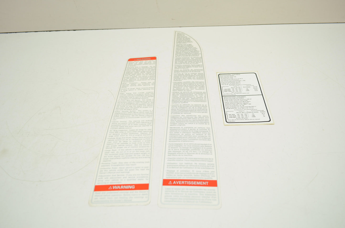 NEW OEM 1991 Polaris Sport Warning Decals Stickers NOS