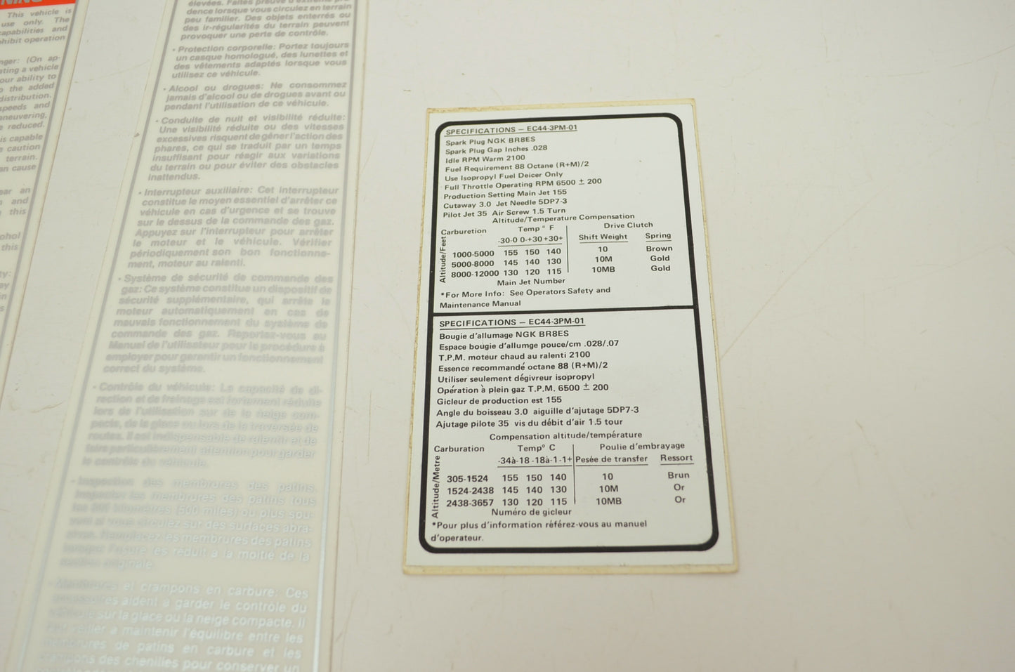 NEW OEM 1991 Polaris Sport Warning Decals Stickers NOS