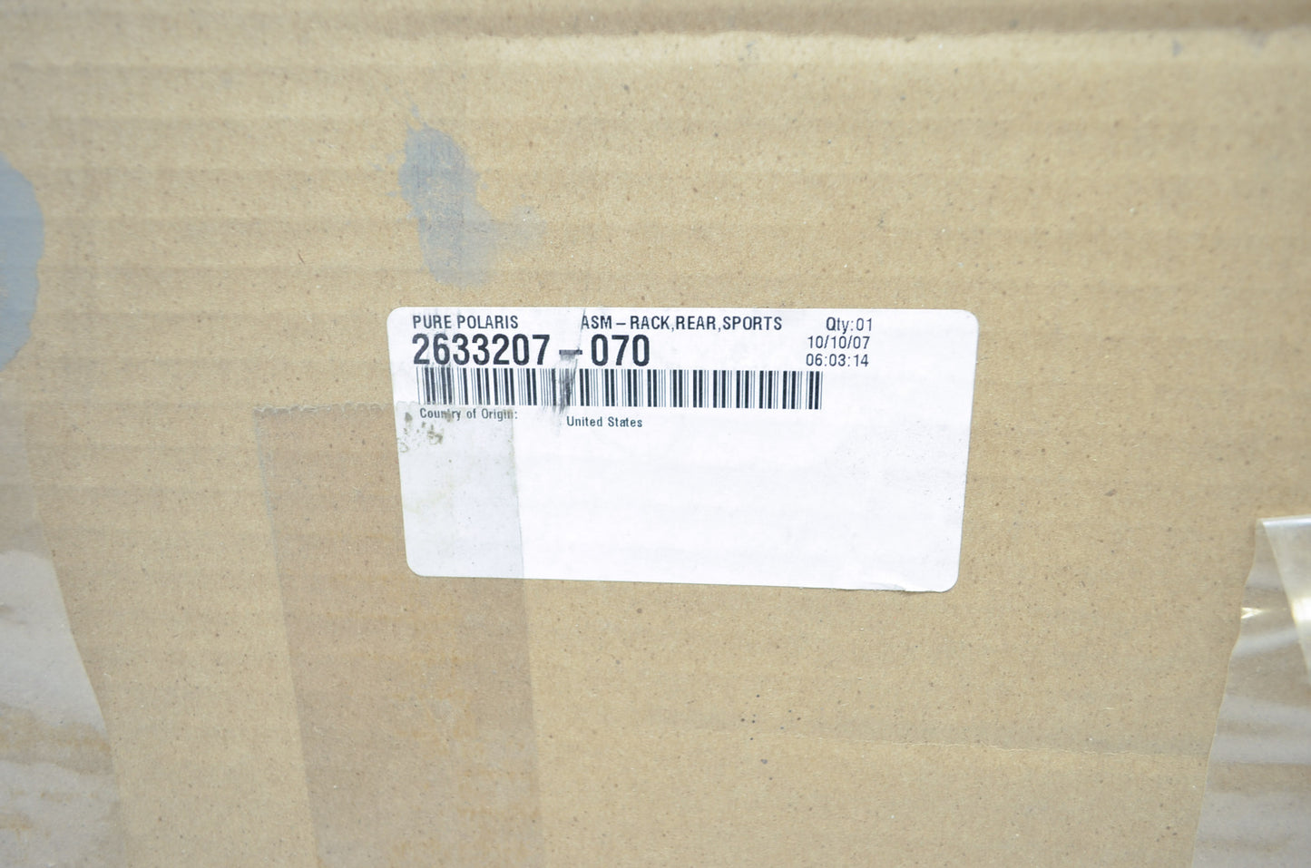 OEM Polaris 2633207-070 Black Rear Rack Assembly NOS
