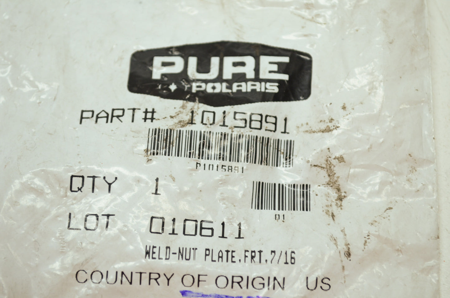 OEM Polaris 1015891 Front Nut Plate 7/16 NOS