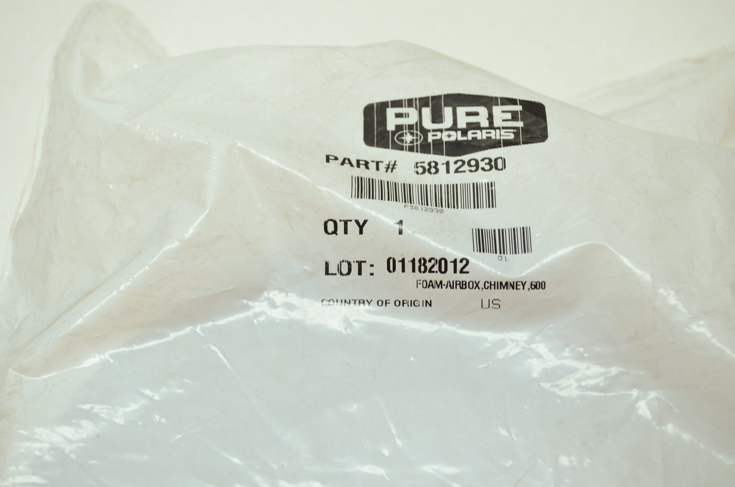 OEM Polaris 5812930 Chimney Airbox Foam NOS