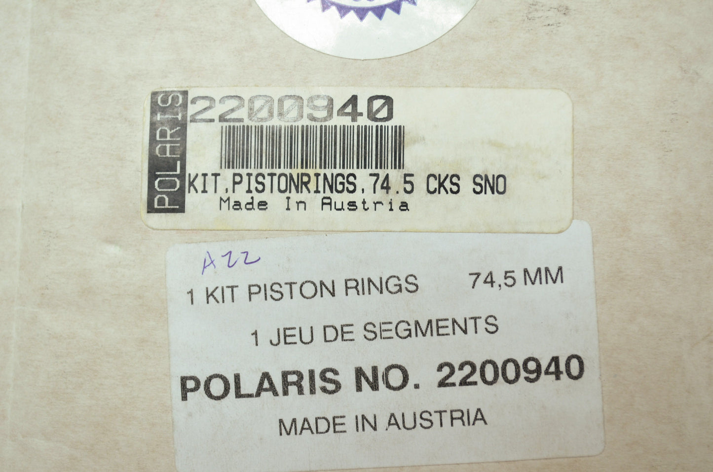 OEM Polaris 2200940 Piston Ring Kit NOS