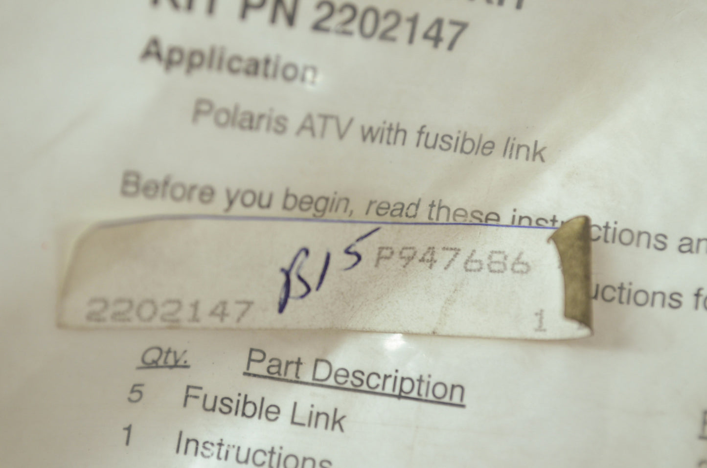 OEM Polaris 2202147 Fusible Link Kit NOS