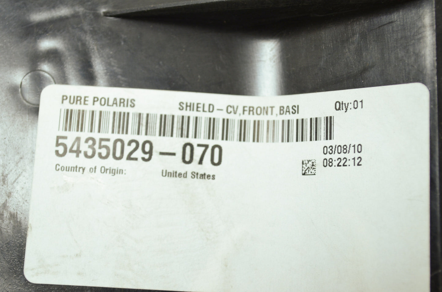 OEM Polaris 5435029-070 Black Right Hand Basic Front CV Shield NOS