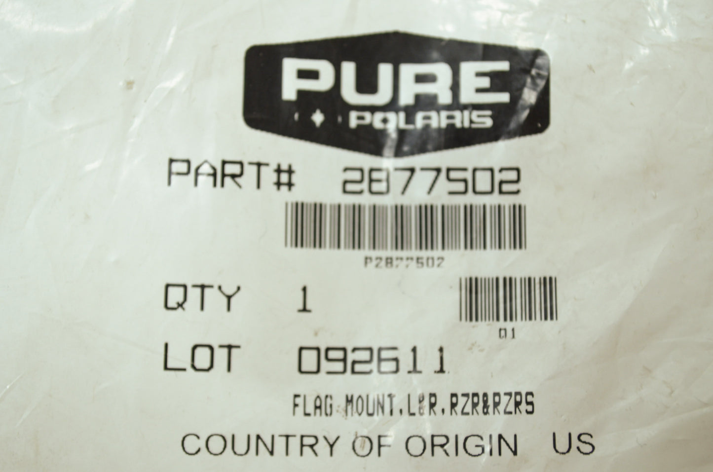 New OEM Polaris Flag Mount Kit 11-13 RZR 570 800 900 S 4 XP NOS