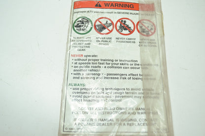 NEW OEM Polaris Warning Decal Sportsman 500 Xplorer Scrambler 7079083 NOS