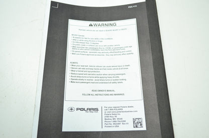 OEM Polaris 2012 Ranger 800 Owners Manual PMS419