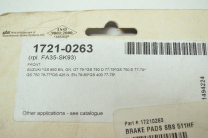 NEW Parts Unlimited Suzuki Brake Pads 76-80 GS GT EN GN 850 750 425 400 1721-026