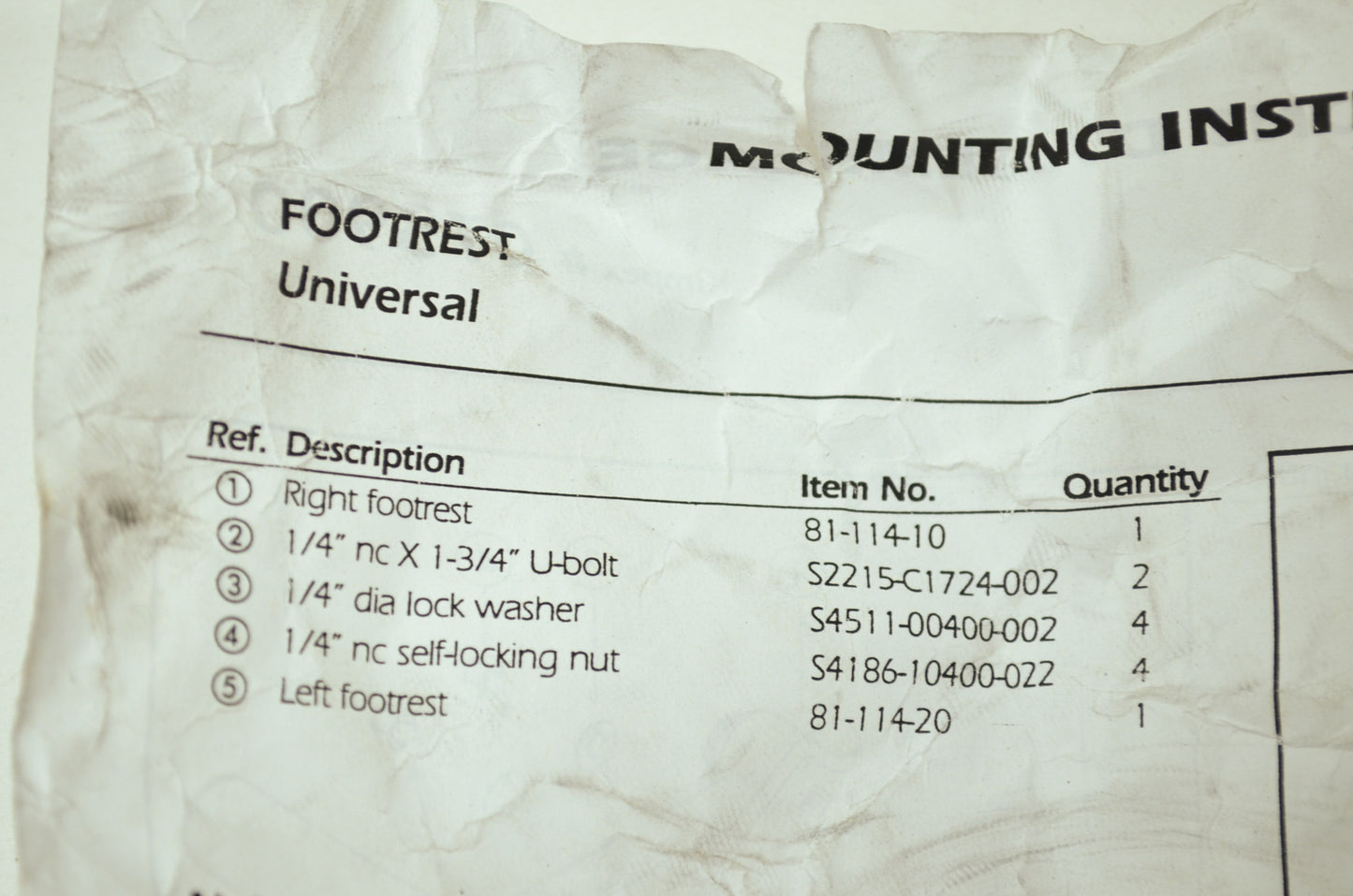 NEW Kimpex Universal ATV Footrest Kit 073900 NOS