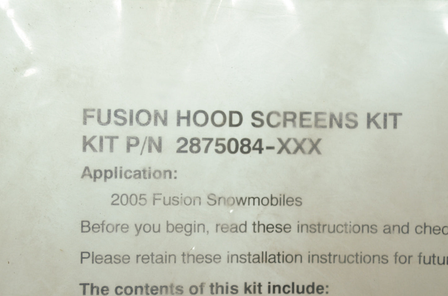 NEW OEM Polaris Gray Hood Screen Kit 2005-2006 Fusion 2875084-453 NOS