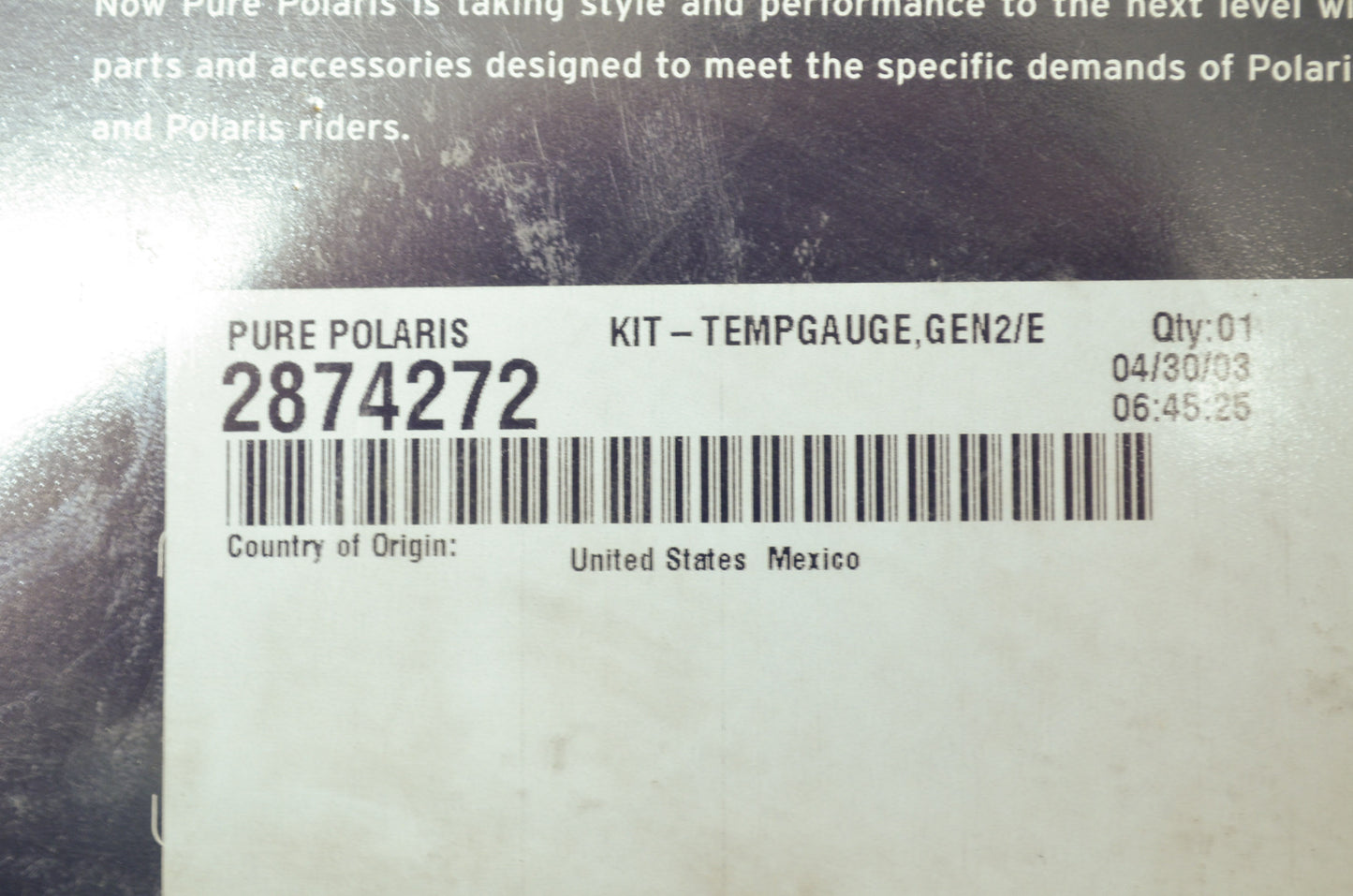 NEW OEM Polaris Water Temperature Gauge Kit Edge GEN II 03-04 2874272 NOS