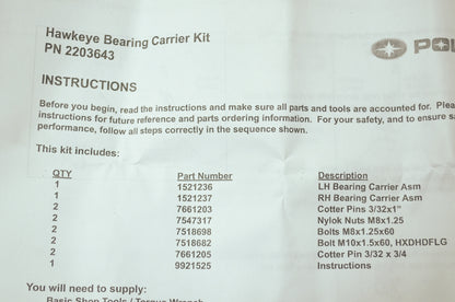 NEW OEM Polaris Front Spindles Knuckles Carrier Bearing Kit 2006 Hawkeye 2x4 4x4