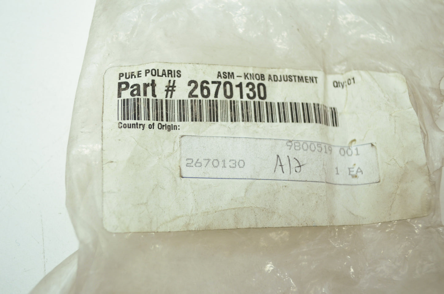 OEM Polaris 2670130 Backrest Knob Assembly NOS