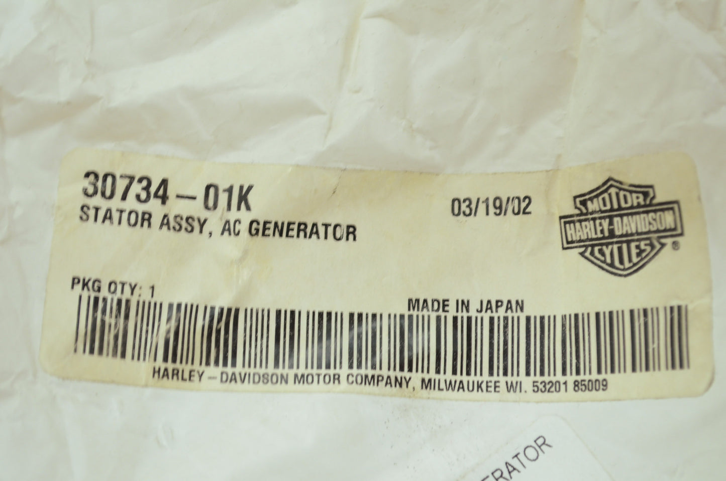 OEM Harley-Davidson 30734-01K AC Generator Stator Assembly NOS