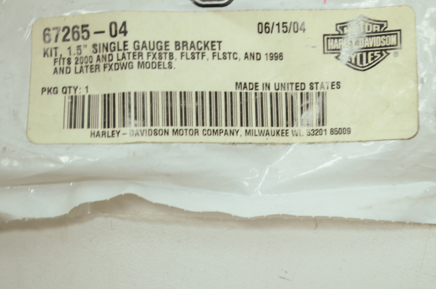 OEM Harley-Davidson 67265-04 Single Gauge Bracket Kit 1.5" NOS