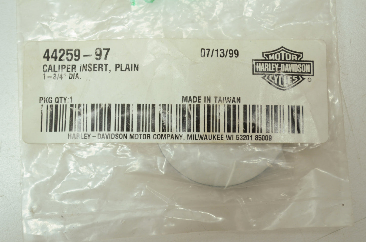 OEM Harley-Davidson 44259-97 Plain Chrome Caliper Insert NOS