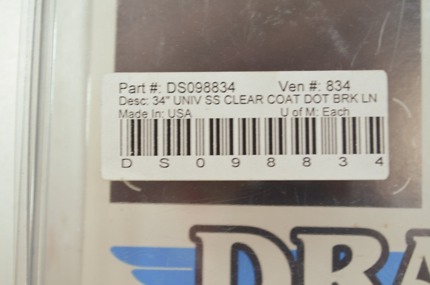 Universal Stainless Steel Brake Line 34' NOS