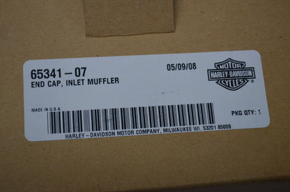OEM Harley-Davidson 65341-07 Black Muffler Inlet End Cap NOS