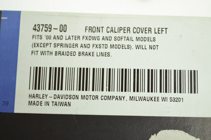 OEM Harley-Davidson 43759-00 Left Caliper Cover Kit NOS