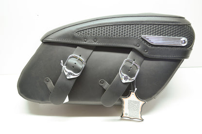 Classic Hard Black Leather Right Saddlebag Includes Leather Dressing NOS